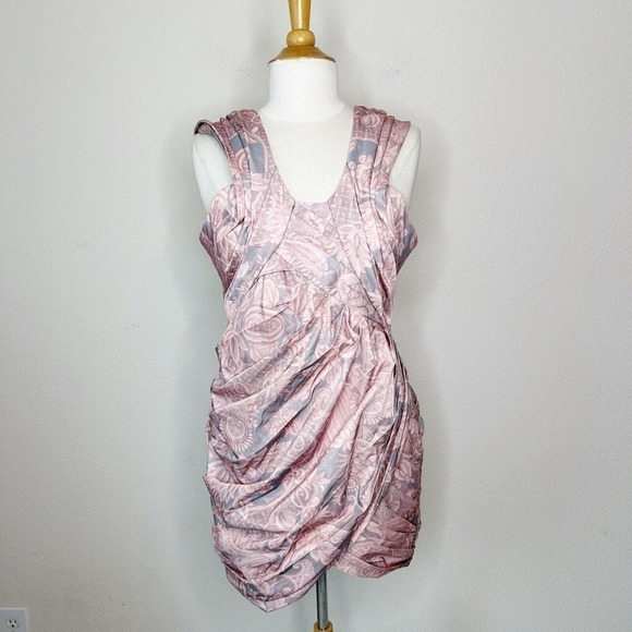 ASOS Pink and Gray Multi Pleated Crossover Bubble Dress 12 - Picture 1 of 13